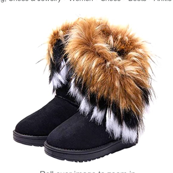 Shoes - #33 Calf Boot Suede Faux Fur Tassel Outdoor Winter Suede Flat Boots size 7